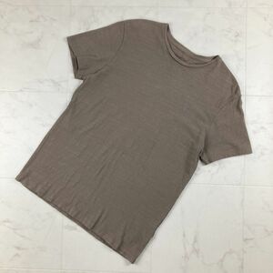 美品 ALLSAINTS オールセインツ 部分刺繍 クルーネック 半袖Tシャツ カットソー トップス メンズ ブラウン 茶色 サイズS*DC434