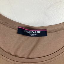 美品 LEONARD レオナール ポイント刺繍入り ノースリーブカットソー トップス レディース 茶色 ブラウン サイズLL*DC396_画像5