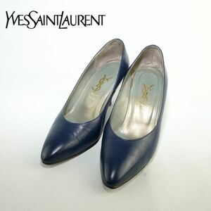 Yves Saint Laurent イヴサンローラン 35 22.0 パンプス ヒール ポインテットトゥ 青 ブルー/DC162