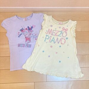 メゾピアノ 半袖Tシャツ 2枚セット　アニマルパフェ　ロゴフリル　130cm