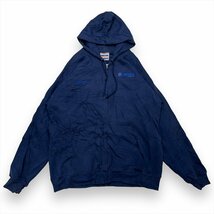 Hanes ヘインズ 90s パーカー ネイビー 古着 メンズ L 企業系 バックプリント_画像1