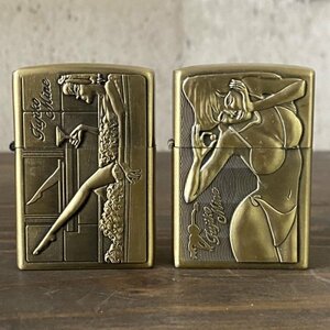 [2 piece set ] new goods * Lupin III Mine Fujiko oil lighter ZIPPO type * sculpture design Gold gold collection collector present 