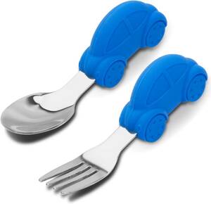  blue - car Qshare baby for baby spoon Fork set for infant spoon Fork . rear .. for the first time. doll hinaningyo tool doll hinaningyo training 