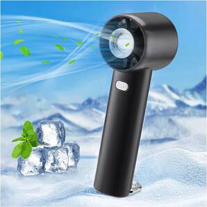 GIANTRIO ハンディファン、便利な扇風機リングバックル付き、ターボ集風設計持ち運び扇風機、3-in-1機能-ハンディ (ブラック)