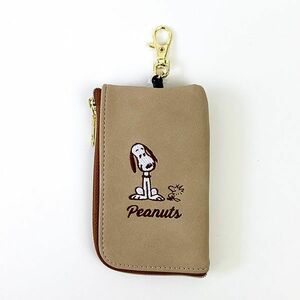 スヌーピー キー＆パスケース スマイル PEANUTS 定期入れ ICカード キーケース BE