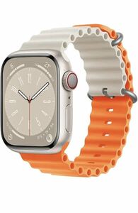 Apple Watch バンド 通気性 耐衝撃 防汗 取付簡単 交換ベルト appleウォッチ オーシャンバンドシリコン42/44/45/49mm