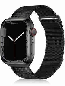 Apple Watchアップルウォッチ バンド38/40/41mm 交換ベルト　金属ステンレス　磁石留め　シリーズ2345678SE対応　工具不要　黒　ブラック