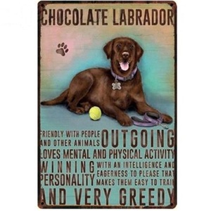 【送料無料】チョコラブラドール ① 犬種 メタルサインプレート メタル看板【新品】