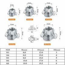 Tナット 90pcs 収納ケース付 亜鉛メッキ 爪付ナット m3 m4 m5 m6 m8 四爪ナット耐熱 耐腐食 高硬度 汎用 Tナット 家具 産業_画像2