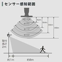 アイリスオーヤマ コンセント式 LED人感センサーライト 防水仕様 明るさ1200ルーメン コンセント3m_画像6