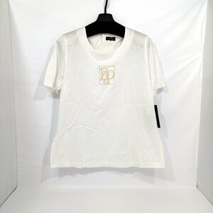 1000円～ BRUNO PIATTELLI ブルーノピアッテリ 15号 カットソー 白 Ｔシャツ BP 刺繍 半袖 サイドスリット 綿100％ タグ付未使用 道楽札幌