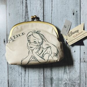 新品!AfternoonTea×Disney×RIBERTY コラボ アリスがま口ポーチ　2way持ち手付き 