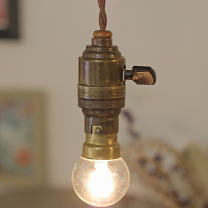 1910-50年代 スイッチ付 真鍮 吊り下げ ソケット ランプ フランス アンティーク N*/北欧 照明 磁器 イギリス カフェ 店舗 アトリエ ライト