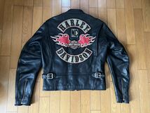 良品 国内正規 HARLEY-DAVIDSON ハーレーダビッドソン ファイヤーパターン レザージャケット M_画像1