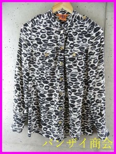 【送料300円可】6280m96◆美品◆シルク100%◆TORY BURCH トリーバーチ kiss キッス柄 長袖シルクシャツ 4/絹/ブラウス/バッグ鞄/ジャケット