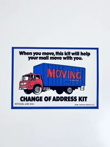 アメリカ製 ビンテージ ステッカー シール デカール CHANGE OF ADDRESS KIT トラック 1982 AMERICAN DREAMS U.S.A.