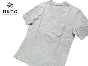 ◆美品 ナノユニバース カットソー グレー L Anti Soaked《汗染み防止》Tシャツ nano universe 1piu1uguale3 ◆