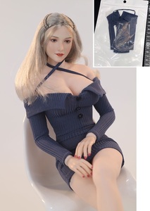 送料84円)紺 1/6 パンツ付) ローカット ホルター ドレス 女性 (検 DAMTOYS VERYCOOL TBleague phicen ホットトイズ JIAOUDOLL フィギュア