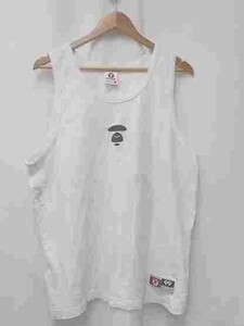 abathingape アベイシングエイプ タンクトップ　 プリント ノースリーブ カットソー aape 汚れあり サイズL ホワイト 1211000011210