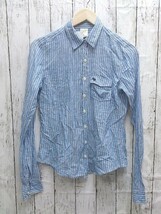 Abercrombie&Fitch　アバクロンビーフィッチ ストライプ　コットン100%　Yシャツ　 長袖 シャツ S ブルー 男 1204000004603_画像1