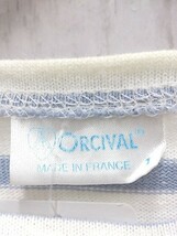 ORCIVEL　オーチバル Ｔシャツ 長袖 ボーダー　Uネック　ワンポイント　ロゴ 1(S相当) ホワイト　ブルー レディース 1206000014866_画像3
