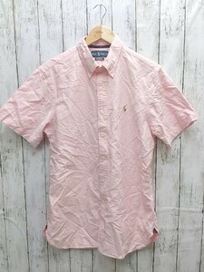 Ralph Lauren　ラルフローレン ボタンダウンシャツ 半袖 ワンポイント　オックスフォードクロス Lサイズ ピンク メンズ 1211000015973