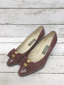 BALLY　バリー パンプス ポインテッドトゥ　リボン　シワ・ヒール破損有 2(20.5㎝相当) ボルドー レディース 1206000014385