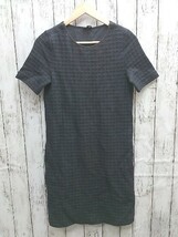 theory　セオリ― 色落ちあり　千鳥柄　Ｔシャツ　ボタン 半袖 ひざ丈 ワンピース S ネイビー 女 1202000013670_画像1