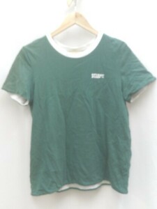 stussy ステューシー Tシャツ リーバーシブル　胸ロゴ　STUSSY CORP ホワイト　グリーン レディース 1207000011916