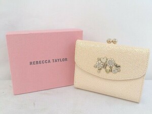 REBECCA TAYLOR レベッカタイラー 三つ折り財布 ブローチ 花 がま口 小銭入れ ベージュ レディース 1207000000743