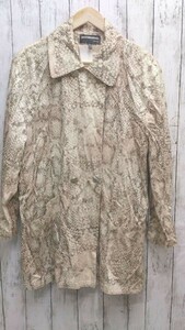 DINO VALIANO.tino burr a-no pea coat long sleeve turn-down collar springs python E42(XL corresponding ) beige lady's 1206000012800