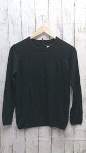 Lara Knit ララニット シャンブレー　バックジップ　ハーフジップ　ニット 長袖 ハイゲージニット M ブラック 女 1204000004917