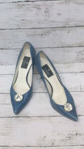 LANVIN Lanvin decoration leather pumps 23 1/2 blue woman 1201000014397