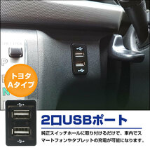 【トヨタA】 エスティマ ACR/GSR50系 H18.1～現在 LED/ホワイト 2口 USBポート 充電 12V 2.1A 増設 パネル USBスイッチホールカバー 電源_画像2