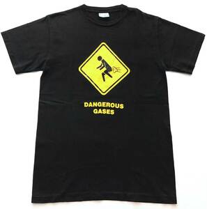 ヘインズ ネタ ファニー Tシャツ DANGEROUS GASES 屁 オナラ　　毒ガス 半袖 S/S Hanes BEEFY-T 玉7416