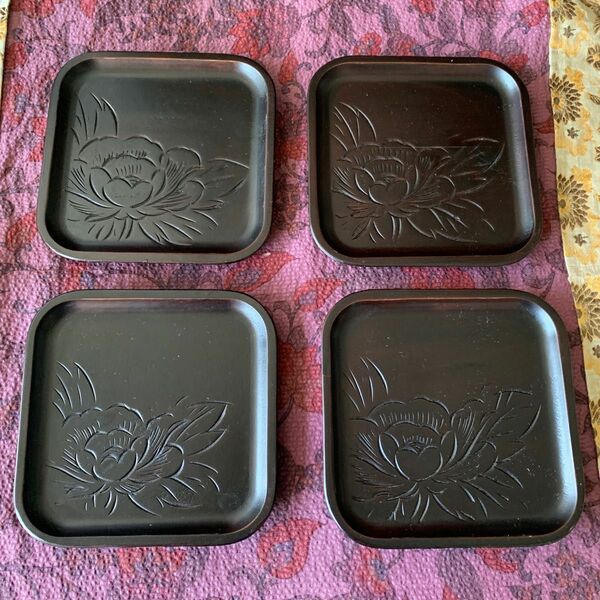 日光彫　菓子皿4枚