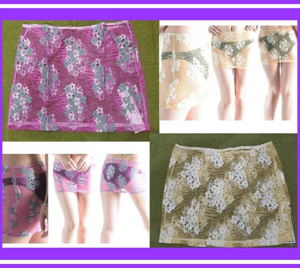 ♥♥超素敵★Sexy★シースルー ミニスカ★2枚セット★花柄★ピンク&イエロー系★大人可愛い♥♥P28W