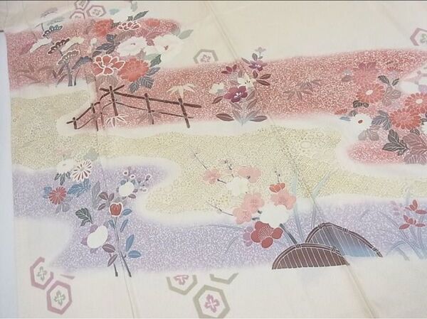 友禅 吉祥草花文 暈し染め訪問着