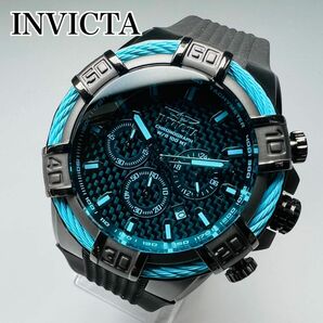 ブルー★ケース付属【新品】INVICTA BOLT インビクタ ボルト 腕時計 ブラック 52mm クロノグラフ クォーツ メンズ