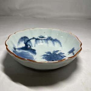 初出し品　古伊万里 染付 器　柳　牡丹　時代物　NO4 ★広島発送★