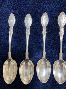 # Britain antique silver vessel original silver [1904 year she field ]ma pin &webMappin&Webb tea spoon 4 pcs set 