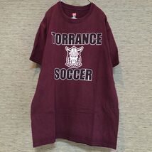 ヘインズ　半袖Tシャツ　カレッジロゴ　デカロゴ　サッカー　バイキング46 古着　入手困難　激レアデザイン　希少 人気 ビッグロゴ　鎧_画像1