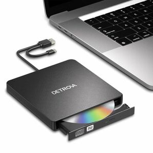 DETROVA DVDドライブ 外付け 外付けDVD/CDドライブ DVDレコ CD/DVD-Rプレイヤー USB3.0&Type