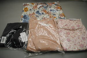 /.971.5 pieces set * lady's * Uniqlo waffle cool neck T 3XL/ race skirt 4L/ floral print skirt 3L/ floral print pants 4L