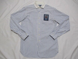 POLO ポロラルフローレン R.L.P.C ストライプシャツ 白×水 S ラガーシャツ