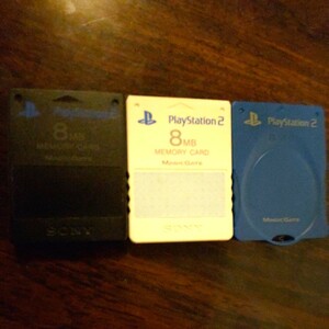 PS2メモリーカード8MB3枚とコントローラ（scph-1200、グリーン ）のセット