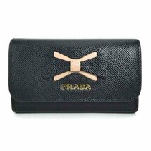 プラダ PRADA キーケース レザー ブラック×ピンクベージュ h29347f_画像1