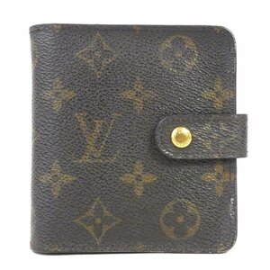 ルイ ヴィトン LOUIS VUITTON 二つ折り財布 モノグラム コンパクトジップ モノグラムキャンバス ブラウン e55215a