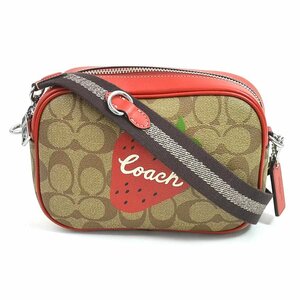 コーチ COACH 斜め掛けショルダーバッグ シグネチャー コーティングキャンバス ブラウン×レッド h29387f