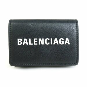 バレンシアガ BALENCIAGA 三つ折り財布 レザー ブラック h29402f